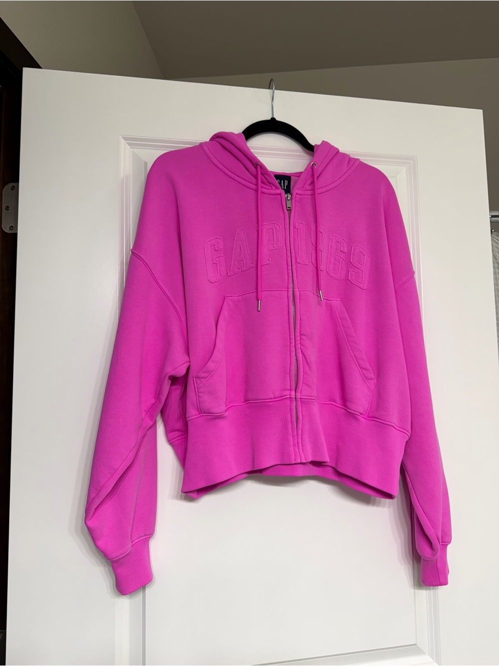 GAP Cropped Zip Hoodie Jacket - Fuchsia Pink